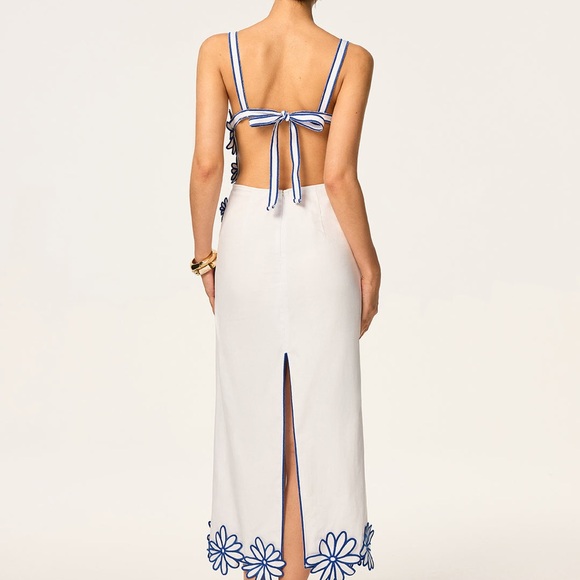 Commense Semi-Sheer Floral Embroidery Back Bow Maxi Dress size XL - Picture 2 of 8